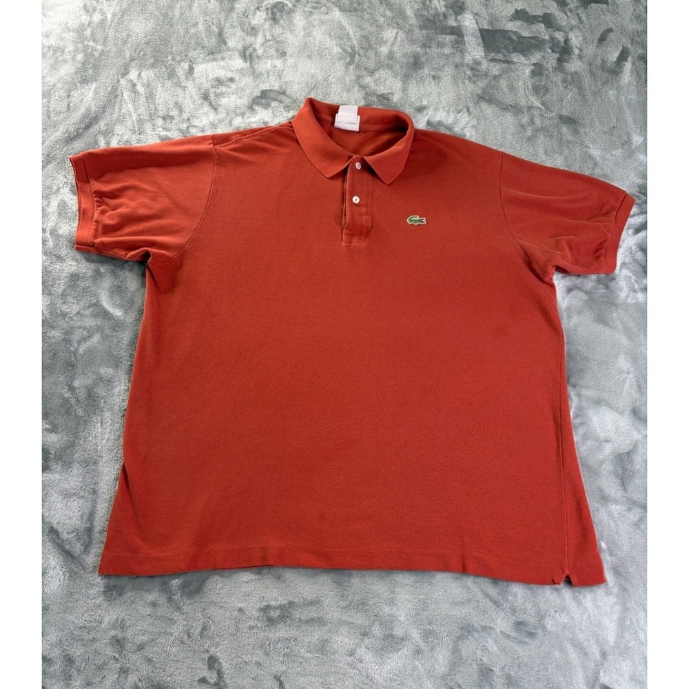Vintage Lacoste L1212 Polo Shirt Mens Size 7 Orange Pique Used